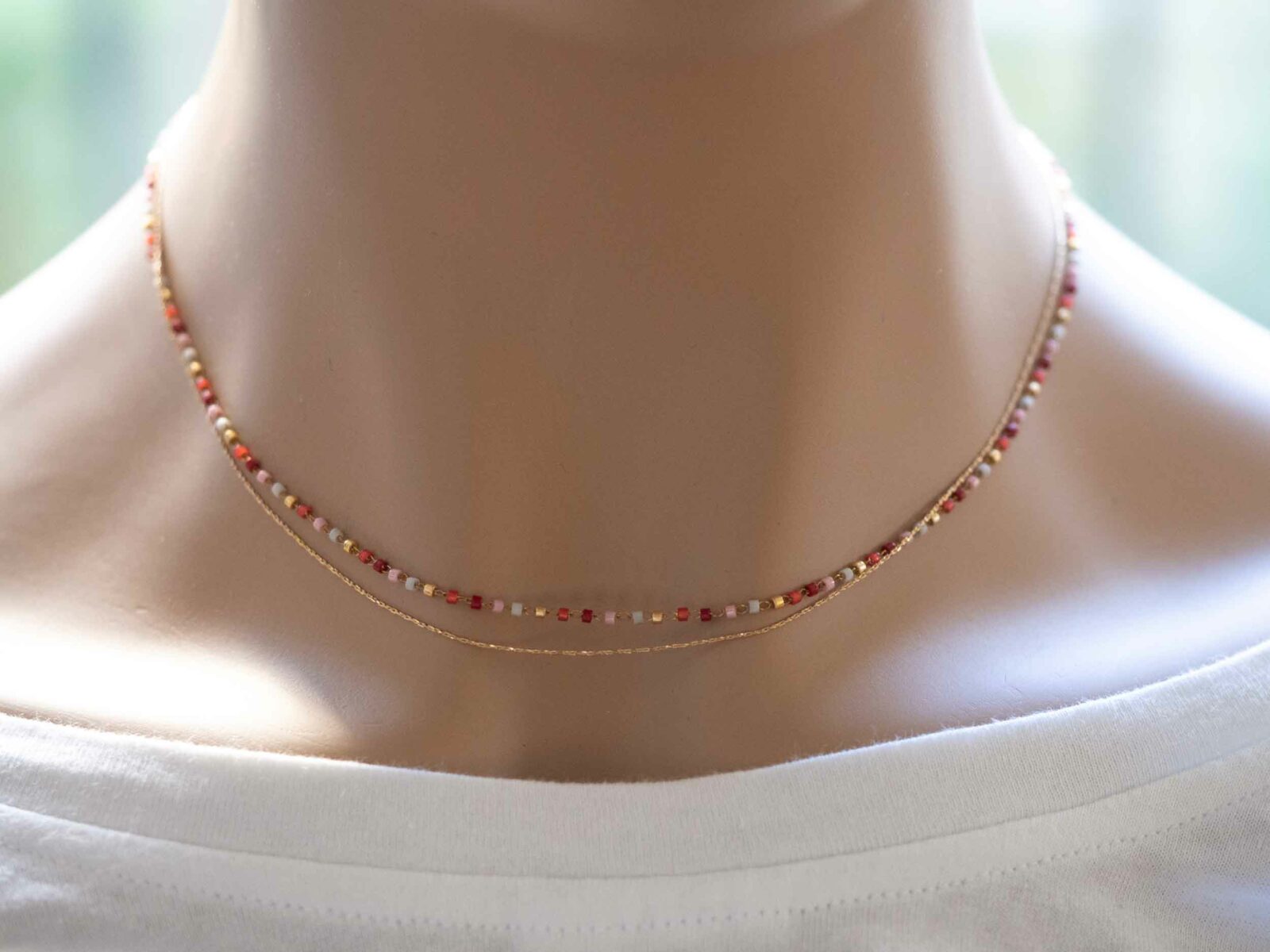 Collier double-rangs minimaliste