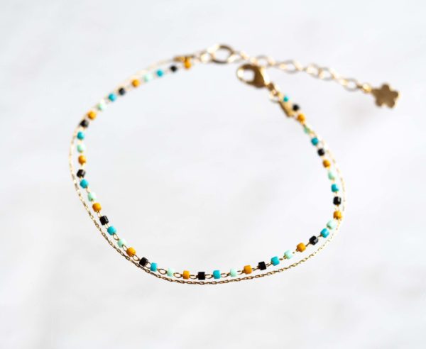 bracelet double rangs, perles japonaises