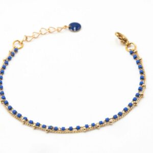 Bracelet double, ultra-fin, bleu roi, délicat