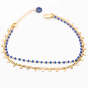 Bracelet double rangs, bleu majorelle