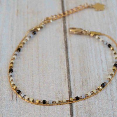 bracelet double rangs, perles japonaises