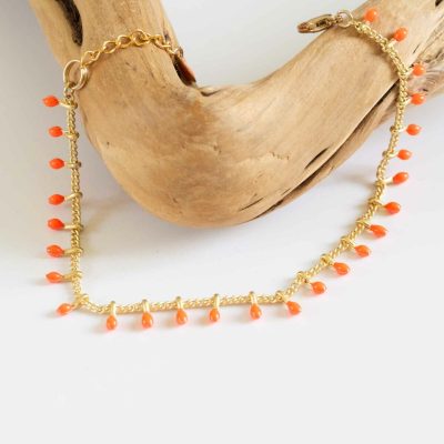 bracelet résine rose corail