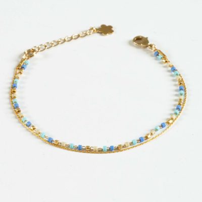 bracelet double rangs, perles japonaises