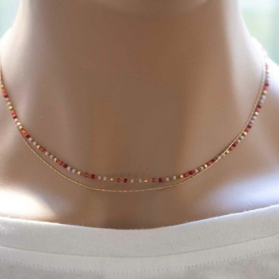 Collier ultra fin, minimaliste, double rangs, délicat