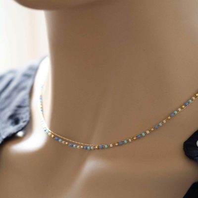 Collier ultra fin, minimaliste, double rangs, délicat