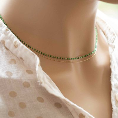 Collier ultra fin, minimaliste, double rangs, délicat