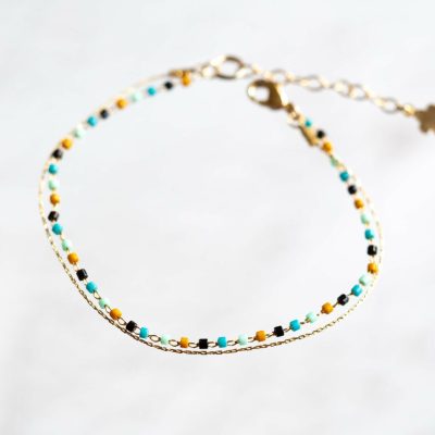 bracelet double rangs, perles japonaises